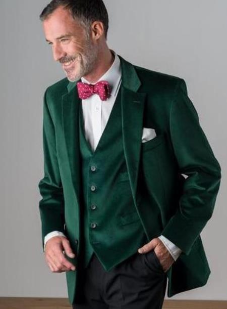 Slim Fit Emerald Green Velvet Suit