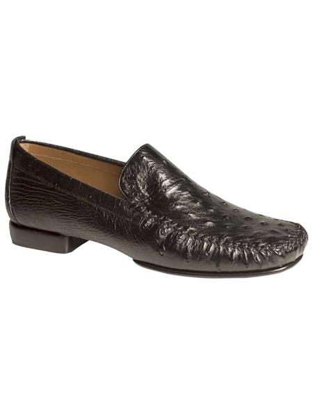 Mezlan Rollini Black Bumpy Ostrich Skin Shoes