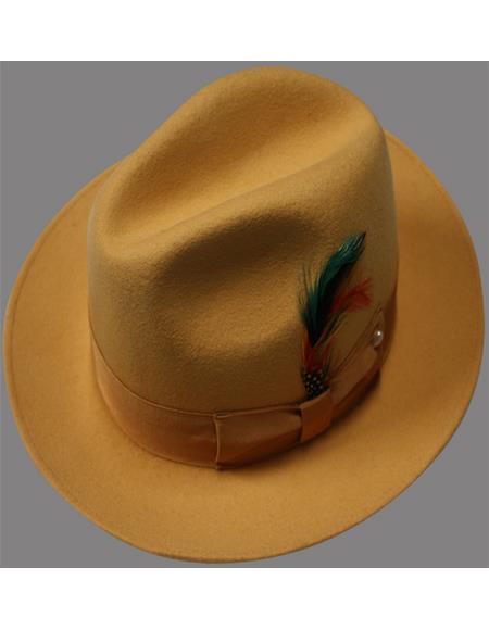 Men's 1920's Hats Untouchable Hat - Fedora Mens Hat Orange - Wool