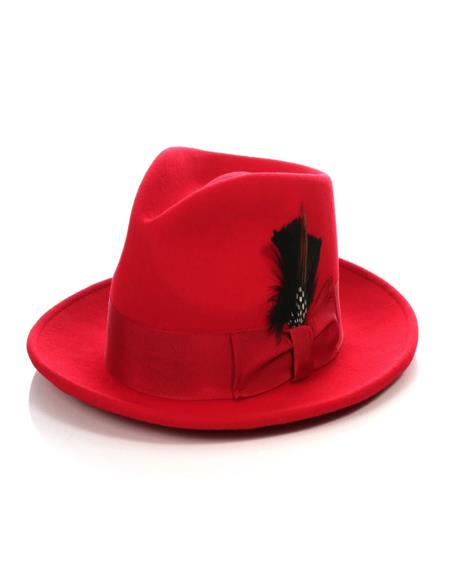 1920s Mens Hat - Gangster Hat - 20s Dress Wool Hat Red