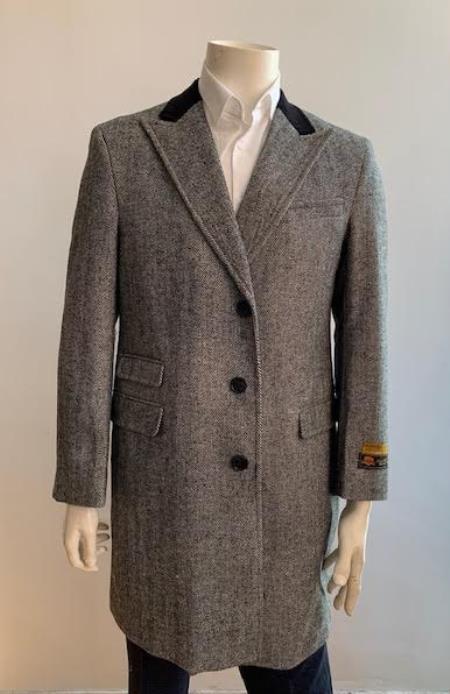 #J50077 Mens Overcoat - Peak Lapel 1920s Style - Wool Car C