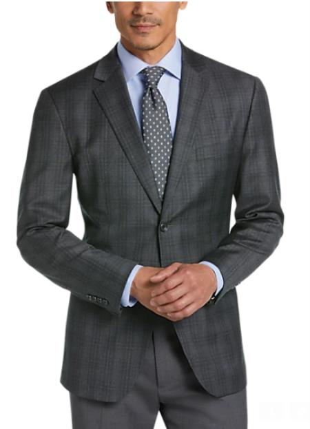 Charcoal Grey Blazer - Plaid Gray Blazer - Wool