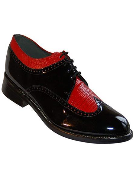 1920s Shoes - Gangster Shoes - Spectator Dress Shoes For Bla
