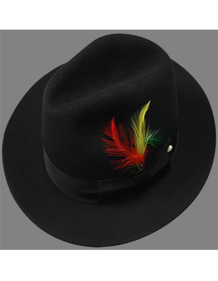 Mens Dress Hats Black - Wool