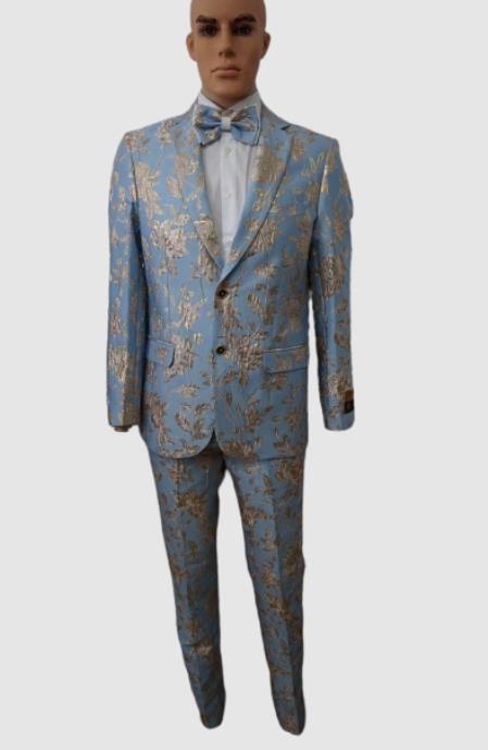 Prom Suits - Wedding Suit - Paisley Suit - Floral Suit + Matching Bowtie