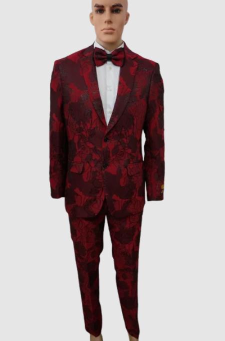 J52025 Prom Suits - Wedding Suit - Paisley Suit - Floral Sui