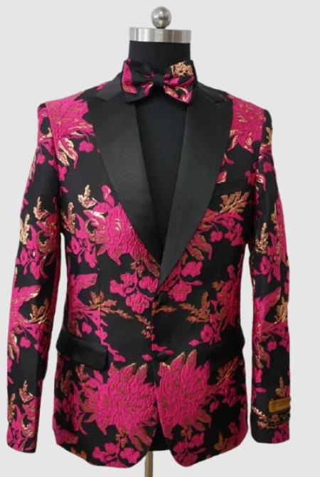 Prom Suits - Wedding Suit - Paisley Suit - Floral Suit + Matching Bowtie