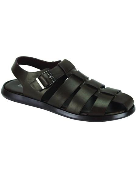 Mens Dress Sandals Mens Solid Pattern Black Closed Toe