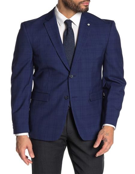 Mens Blue Checkered Blazer