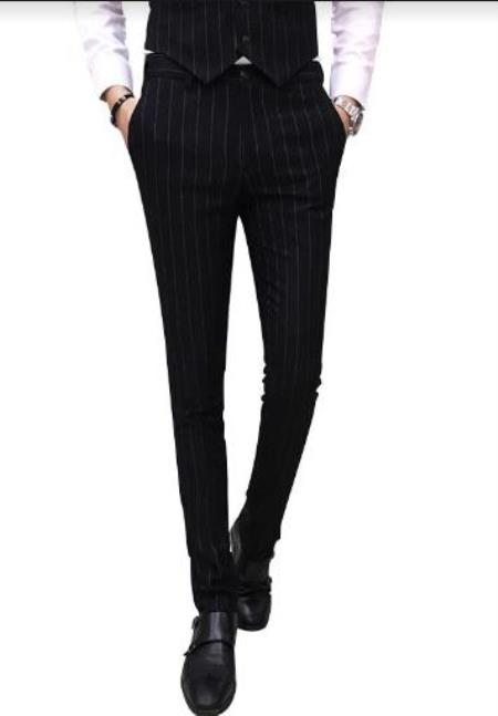 Black Pinstripe Dress Pants - Gangster Dress Pants - 1920s Pants