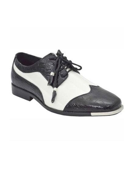 Mens Gangster Shoes Mens White Dress Shoes Black