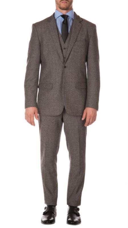 Mens Country Wedding Suits - Mens Country Wedding Attire - Gray - Wool