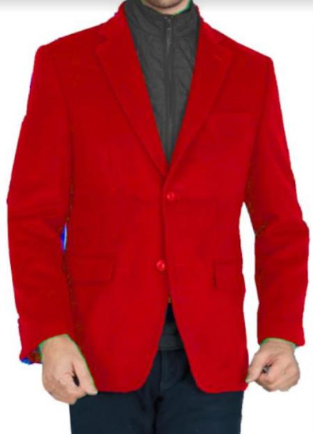 Mens Cashmere Blazer - 10% Cashmere Red Color Sport Coat Wit