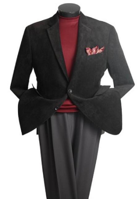 Mens Corduroy Black Blazer - Wool