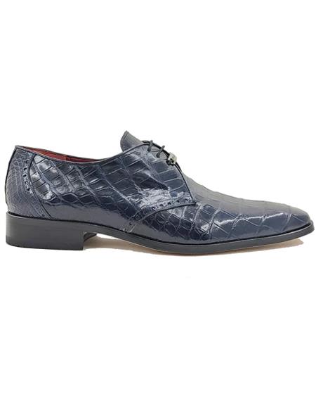 Mens Exotic Alligator Three eyelets Oxford - Navy