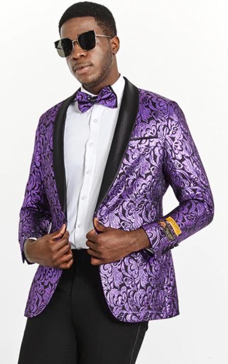 #JA56055 Purple Paisley Tuxedo suit + Matching Pants + Matc