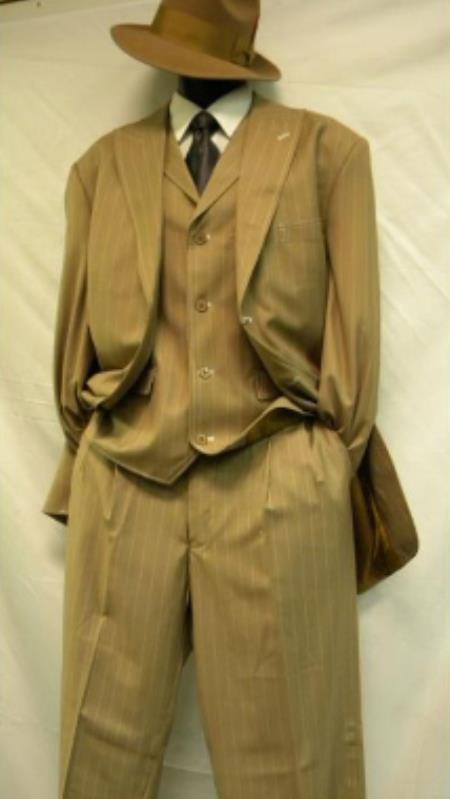 Tan Pinstripe Suit - Beige Pinstripe Suit