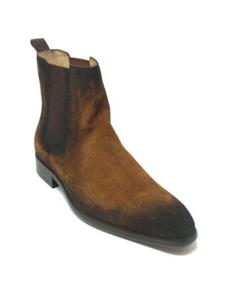 Carrucci Brown Leather Suede Men’s Chelsea Boot