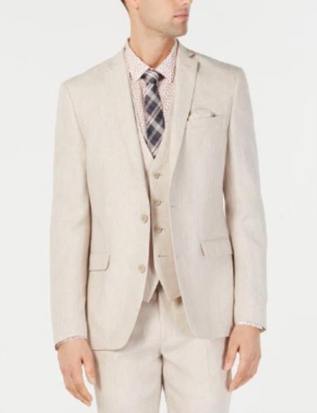 Mens Tan Linen Suit Tan