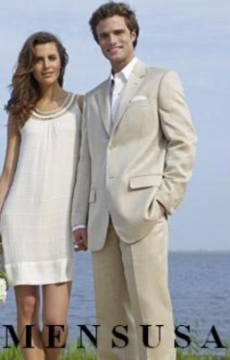 Mens Tan Linen Suit Tan