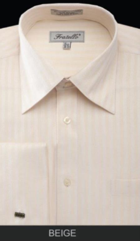 20 Inch Neck Dress Shirts in Beige