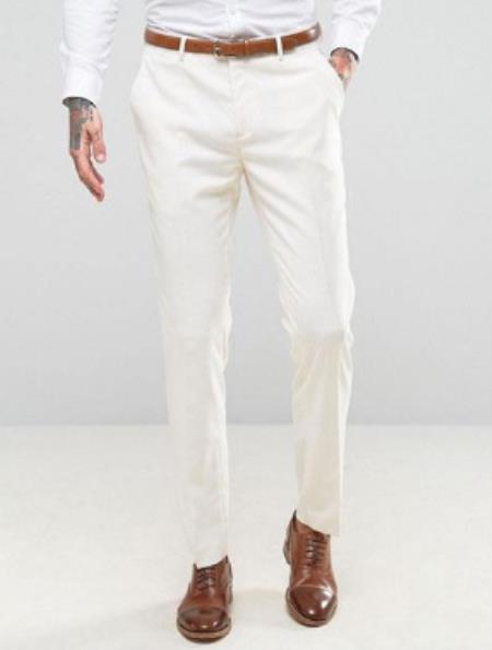 Product#JA57628 Mens Ivory Dress Pants - Cream Pants - Off W