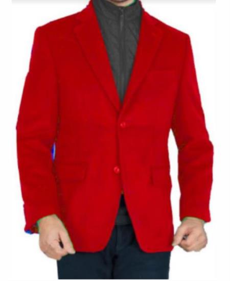 Red Mens Winter Blazer - Cashmere and Wool Winter Fabric Dress Jacket