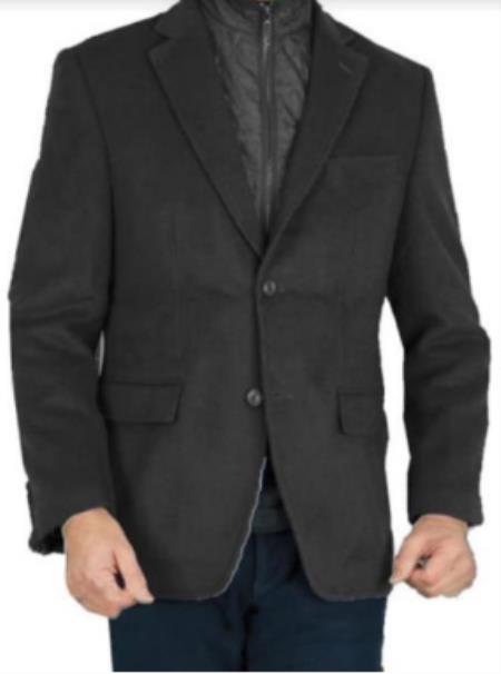 Black Mens Winter Blazer - Cashmere and Wool Winter Fabric Dress Jacket $99UP