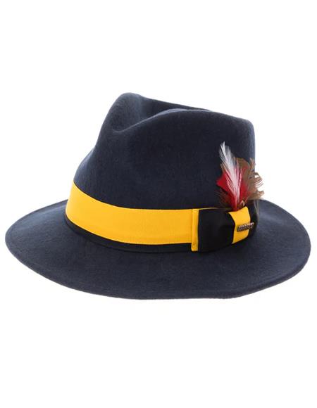 Mens Hat in Navy and Gold Wool