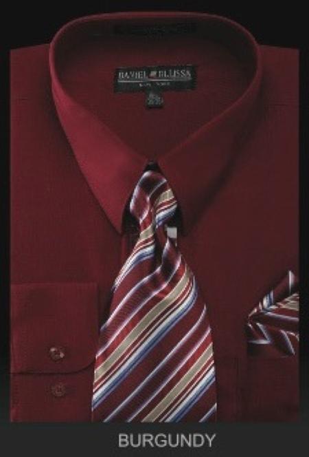 Mens Burgundy Shirt With Tie