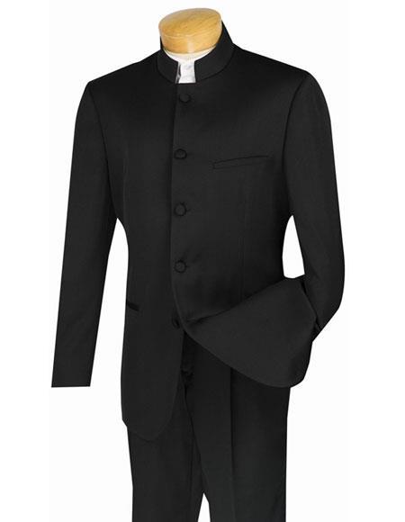 Mandarin Collar Tuxedo - Mandarin Tuxedo - No Collar Suit - Black Suit