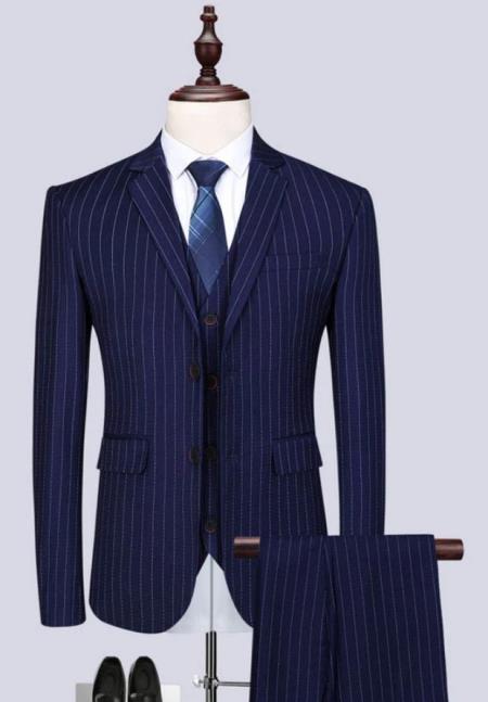 Product#JA60385 White Suit With Black Pinstripe - 1920's 194