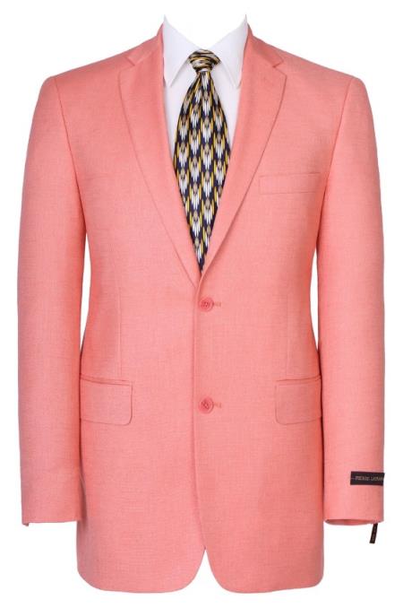 Product#JA60486 Mens Suit Blazer Jacket Two Button Stretch Sports Coats Classic Fit Living Coral