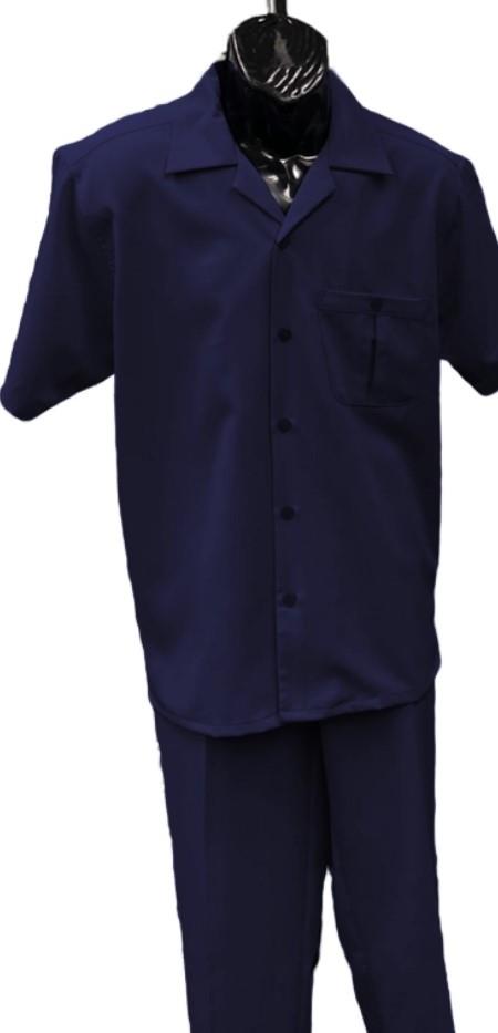 Product#JA60584 Mens Walking Suit - Big and Tall Casual Suit - Navy Suit Up to 6XL Pants