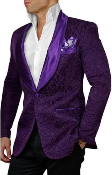 Paisley Blazer - Floral Tuxedo - Wedding Jacket - Midnight Plum