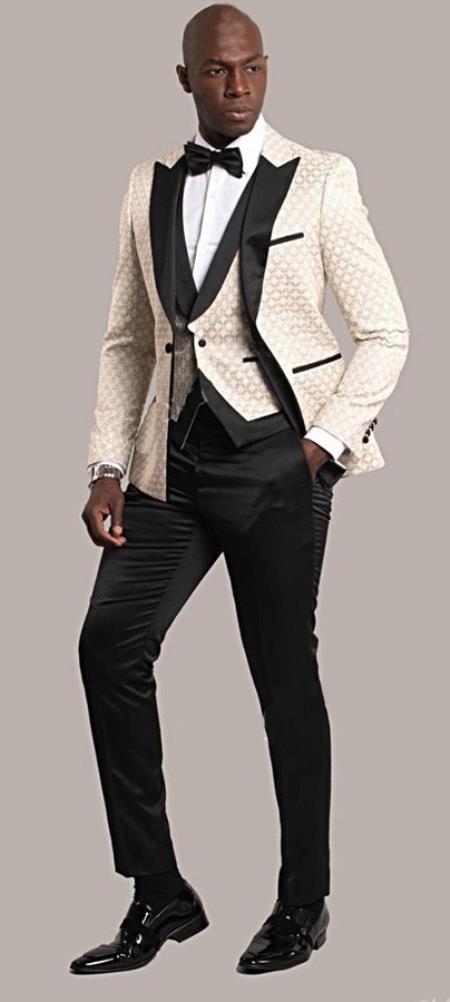 Giovanni Testi Ivory Tuxedo Suit Jacket And Pants