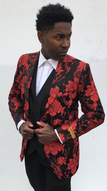 Mens Blazer + Red ~ Black