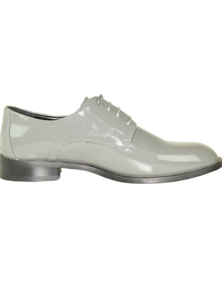 Men's Wide Width Dress Shoe Grey Patent