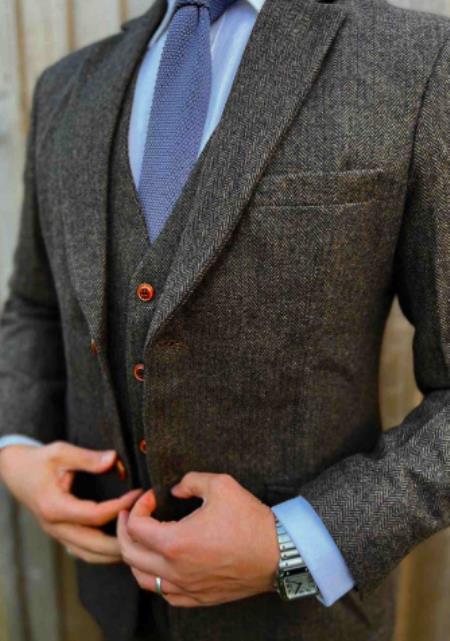 Product#JA56703 Vintage Suits - Tweed Suits - Herringbone Su