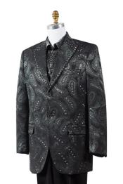  AA461 Liquid Jet Black Paisley 3 Piece Fashion Athletic