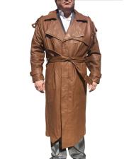   mens Real Leather Brown Long