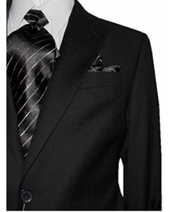  Notch Lapel Wool Fabric Suit Dark