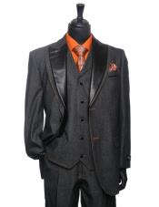  PN74 Liquid Jet Black Denim Tuxedo 3 Piece Athletic