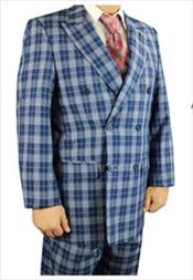   Blue Plaid Double Breasted Suit