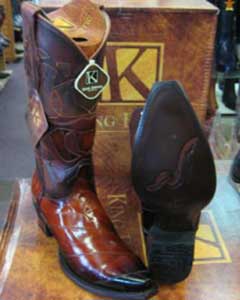  Exotic Boots Genunie Eel Cognac Snip Toe Western Cowboy