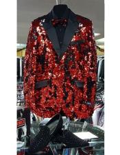   Mens red and black lapel