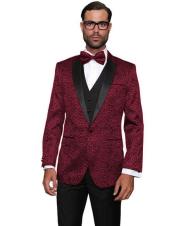   mens Burgundy Floral Sateen Unique