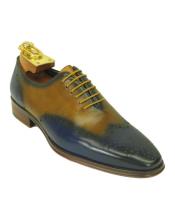   Mens Brown/Navy Wing Toe Lace