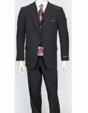  JSM-2137 Mens 3 Piece Poly Poplin Matching Vest Charcoal