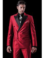   Mens Burgundy Double Breasted Tuxedo